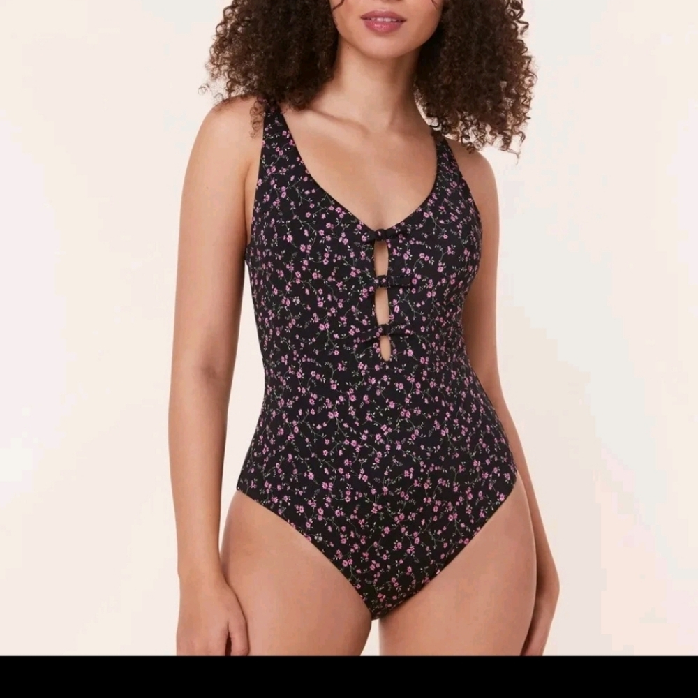 NEW Andie The Mana One Piece Black Ditsy Bloom Swimsuit sz Small